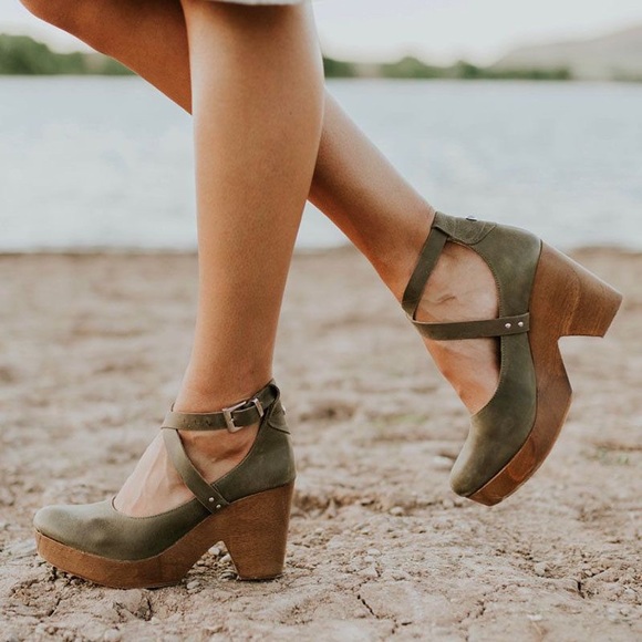 Free People Shoes - Free People Wood Clogs Buena Vista Green
